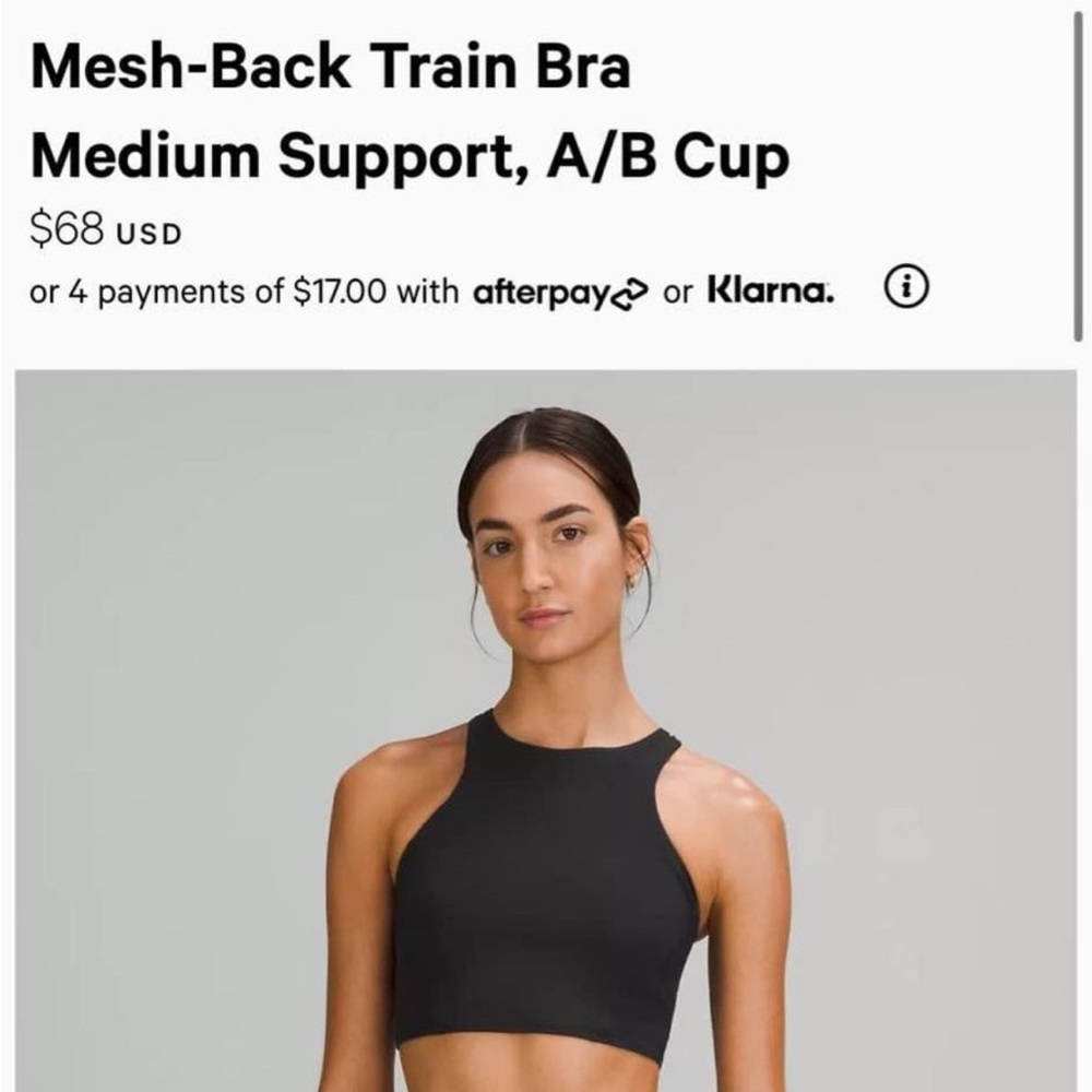 Lululemon mesh back train bra top